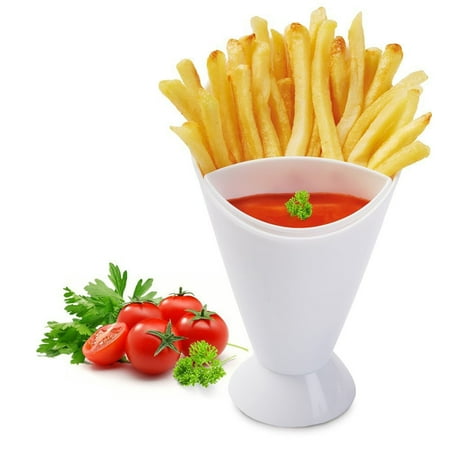 Jeobest French Fry Holder - French Fry Cup Holder - Snack Cone Holder Salad Dipping Cup French Fry Chips Cone Assorted Sauce Ketchup Jam Dip Cup Kitchen Restaurant Potato Tool 2.6 x 1.6 x 1.2 inch (Best Tasting Frozen French Fries)