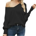 thumbnail image 2 of AOOCHASLIY Sweaters Fall Clothes Women Casual Fashion Solid Out Pullover Long Sleeve V-Neck Sweater, 2 of 5