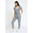 thumbnail image 3 of Solid Short Sleeve Surplice Jogger Jumpsuit | 5 Colors | S-3X, 3 of 29