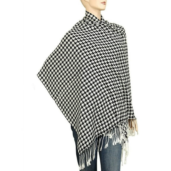 Falari Women's Houndstooth Pashmina Style Shawl Wrap Scarf 78" x 26"