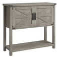 thumbnail image 1 of Farmhouse Console Table with Storage – 2-Door Wooden Sideboard, Open Shelf – Narrow Sofa Entryway Table for Living Room, Hallway, Kitchen, Dining – Grey Color, 1 of 8