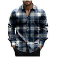 thumbnail image 2 of LEBONYARD Mens Jackets Lightweight,T-Shirts for Men Graphic,Men's Fashionable Check Print Casual Long Sleeve Turndown Collar Blouse Shirt Navy S, 2 of 5