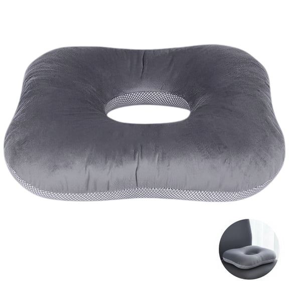 Gray Ring Cushions for Tailbone Soreness Comfort, Polyester Pressure Sore Cushion, D-Grade Anti-Decubitus Cushion with Hollow Design, 15.7 x 15.7 x 4.3 in for Long-Term Bedridden Seniors, Wheelchairs
