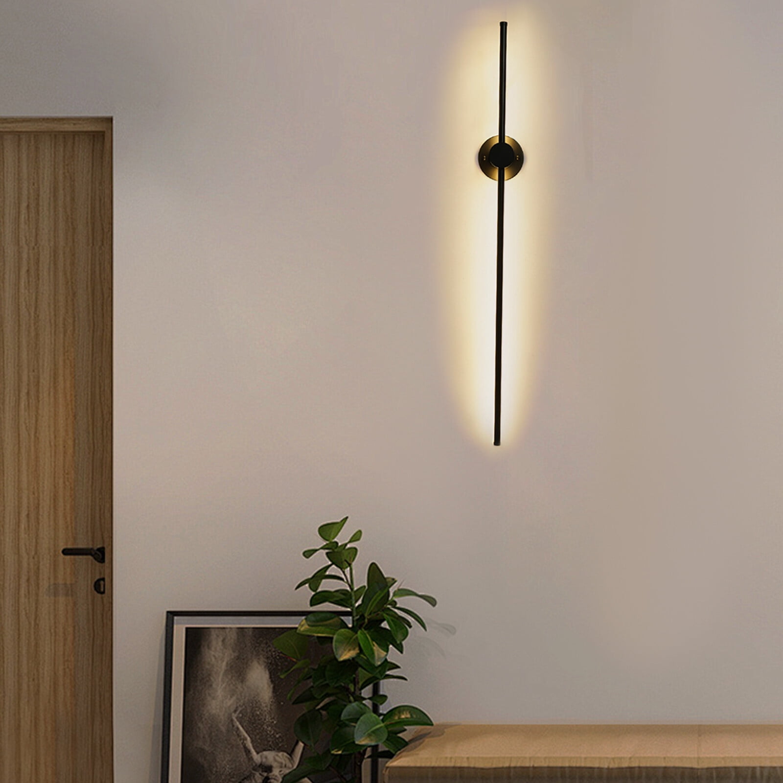1PCS 20W Modern LED Wall Sconce Lighting, Bathroom Sconces Black Wall Lamp Led Linear Wall Light 1M Long Strip Wall Lamp for Bedroom Living Room Hotel 3000K