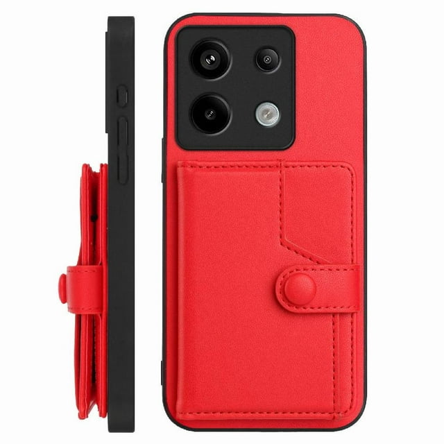 FOXDOCK Case for Xiaomi Redmi Note 13 pro 5G RFID-Blocking Card Holder - Stylish Button Closure Design
