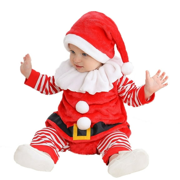 Afdoent Boys Clothing Set Baby Bodysuit With Hat Christmas Outfit For Boys And Girls Soft Holiday For 0-3 Months