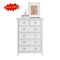 Tcbosik 6-Drawer Dresser, Modern Chest of Drawers for Closet, Bedroom, Living Room, Space Saving, White