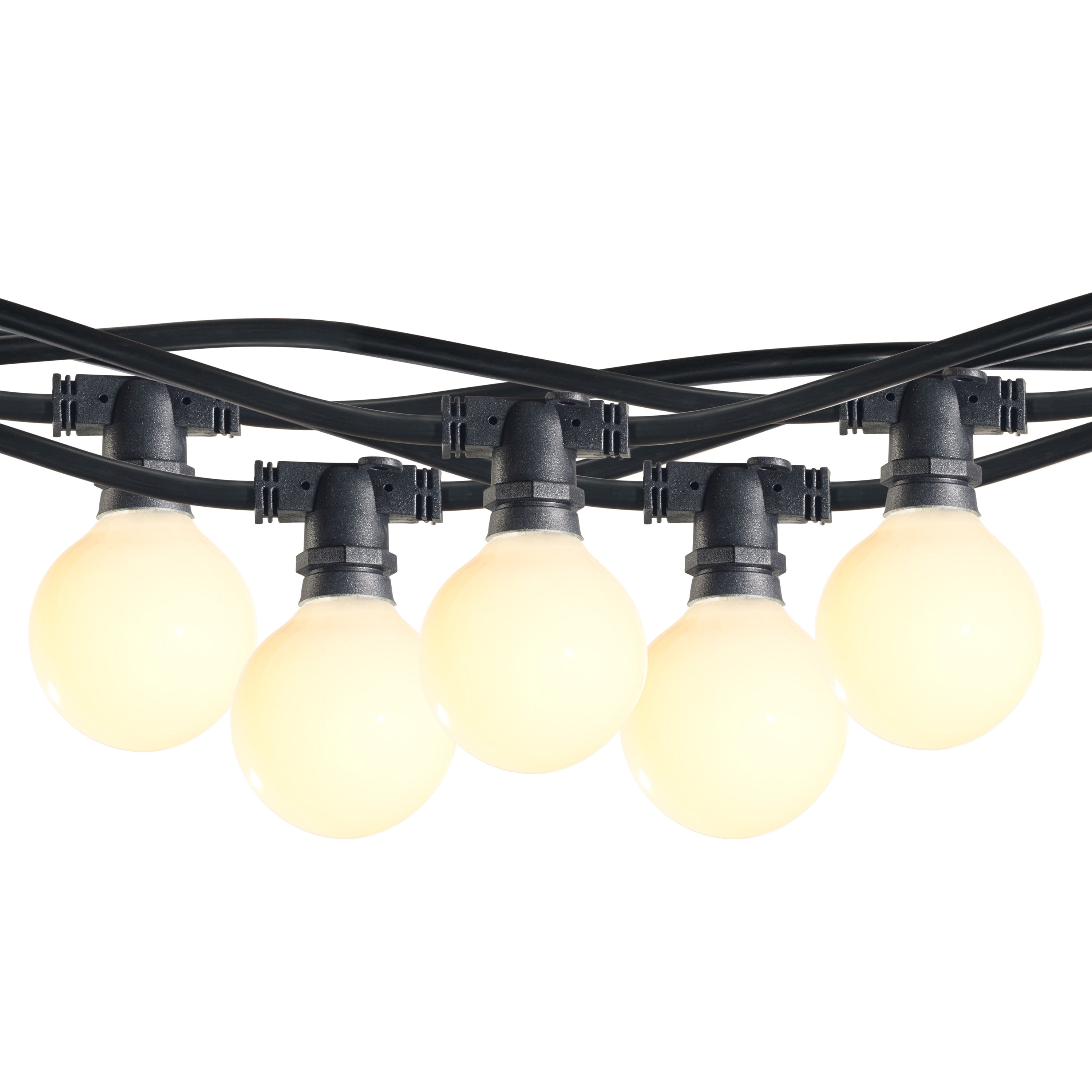 Bulbrite Pack of (2) 14-foot Black String Light Kits with Ten 11 Watt Clear Globe G16 Incandescent Light Bulbs per Kit