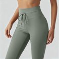 thumbnail image 4 of NOLDARES Women’s Flare Leggings High Waisted Bootcut Yoga Pants Tummy Control Seamless Flared Bell Bottom Workout Gym Pants(L040-Grey), 4 of 8