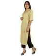 thumbnail image 3 of Moomaya Kurta en Rayonne Uni pour Femmes à Manches Évasées, Col à Cordon, Kurti Ethnique Long, 3 of 7