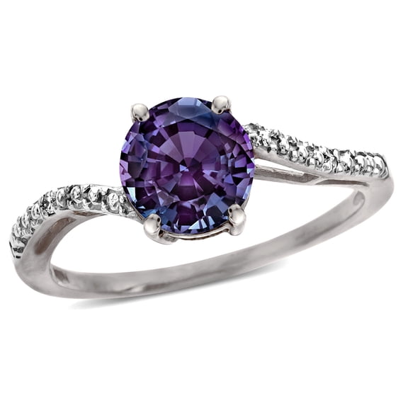 Star K � Round 7mm Simulated Alexandrite Bypass solitaire engagement promise ring