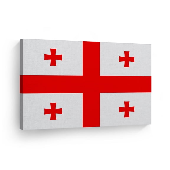 Smile Art Design Georgia Flag Canvas Wall Art Print Country Flags Office Living Room Dorm Bedroom Kitchen Man Cave Sports Club Bar Decor Modern Home Decor Ready to Hang Made in USA - 8x12