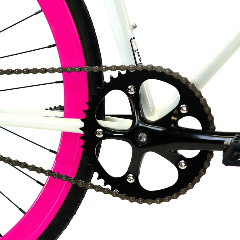 Golden Cycles Fixed Gear Bike Steel Frame Fixie with Deep V Rims-Collection (Dahlia)