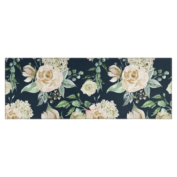 Pioneer Flower Floral Print Pattern Kitchen Rug Mat,Kitchen Runner Rugs Non Skid Washable,Decorative Kitchen Floor Mats for Kitchen,Sink,Laundry,17"X47"