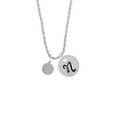 thumbnail image 2 of Delight Jewelry Stainless Steel 10mm Blank Disc - Silvertone Script Initial Disc - N - Charm Necklace, 20"+3", 2 of 4