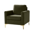 thumbnail image 2 of Tina's Home Velvet Upholstered Club Accent Chair Lounge Armchair Single Sofa Removable Backrest Golden Legs Home Living Room Moss Bedroom Moss, 2 of 8