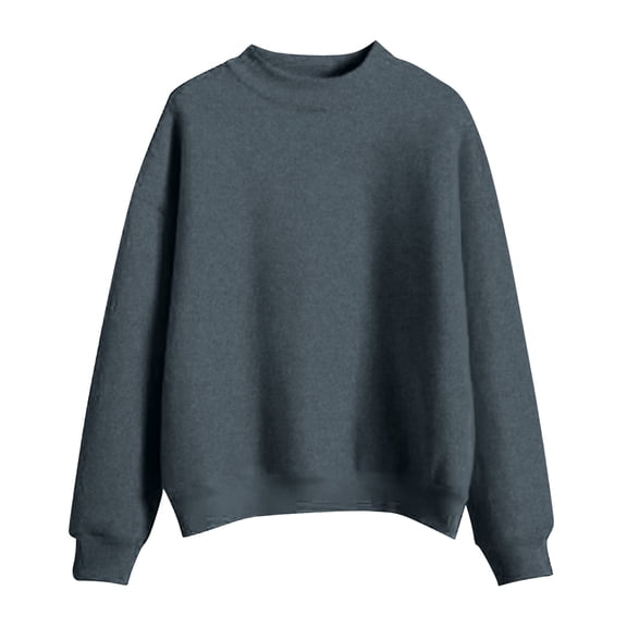 Women's Crewneck Sweatshirt Long Sleeve Casual Pullover Top Solid Color Lightweight Fleece Sweatshirt