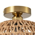 thumbnail image 6 of Modern Gold Ceiling Light, Rustic Boho Cage Semi Flush Mount Ceiling Light, Coastal Light Fixture for Bedroom Dining Room Kitchen Foyer Hallway, 6 of 7