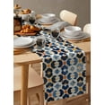 thumbnail image 6 of Blue Geometric Table Runner 72 Inches, Simple Colorful Block Abstract Pattern Bed Runner Dresser Scarves Tabletop for Indoor Outdoor Parties/Ceremony/Banquet, 13" x 72", 6 of 8