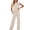 Beige, variant on Womens Round Neck Sleeveless Top and Drawstring Waist Long Pants Two Piece Set High Elastic Fabric with Side Pockets Loose Casual Daily Outfit