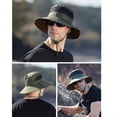 thumbnail image 3 of Sun Hats for Men, Sun-Proof Mesh Breathable Casual Fisherman Hat, Big Brim Outdoor Mountaineering Surfing UPF 50+ UV Protection Caps, Folding Packable, Army Green, 3 of 7