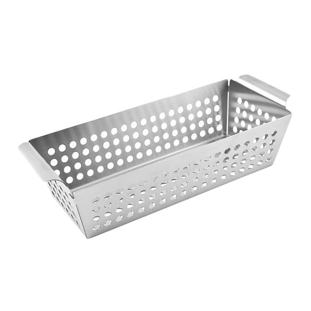 Miangastore Panier de Gril en Acier Inoxydable avec Doubles Poignées Panier de Barbecue pour Gril Extérieur Plateau de Barbecue en Acier Inoxydable Poêle de Gril à Double Poignée Panier de Barbecue Réutilisable