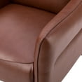 thumbnail image 3 of Faux Leather Upholstered Accent Chair Set of 2 Tufted Armchair Lounge Sofa Wood Legs Living Room Office Brown, 3 of 10