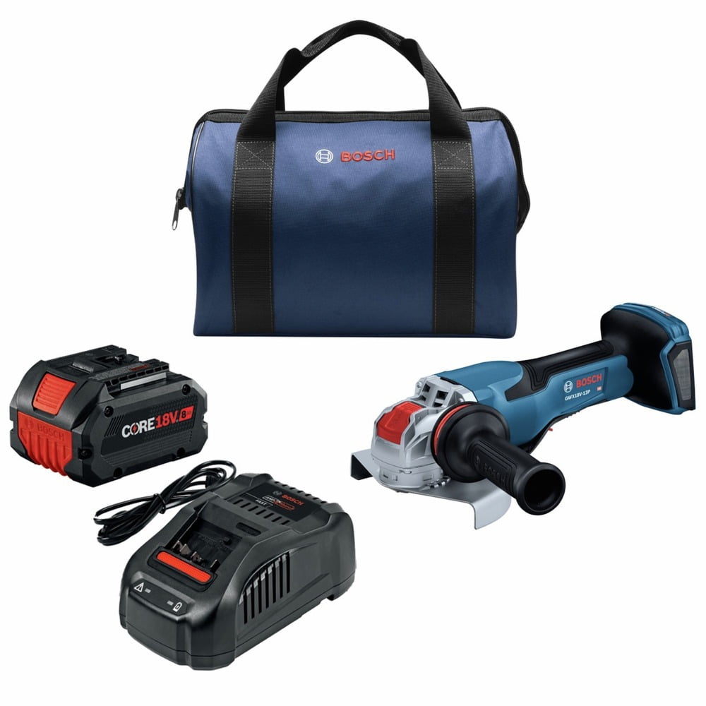 Restored Bosch GWX18V-13PB14-RT 18V PROFACTOR Brushless Lithium-Ion 5 in. - 6 in. Cordless X-LOCK Angle Grinder Kit with No Lock-On Paddle Switch (8 Ah) (Refurbished)