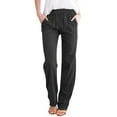 thumbnail image 2 of Ruimatai Women's Linen Pants Casual Elastic Waist Drawstring Loose Fit Straight Leg Summer Solid Color Long Pants Comfortable Beach, 2 of 5