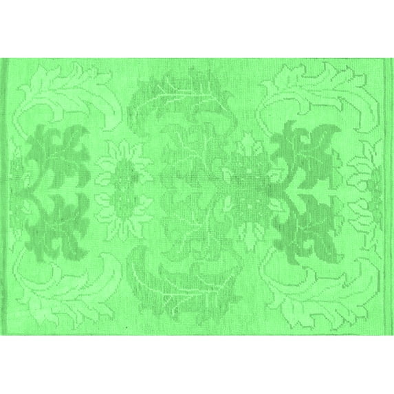 Ahgly Company Indoor Rectangle Abstract Emerald Green Modern Area Rugs, 4' x 6'