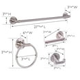 thumbnail image 4 of Design House Kimball 4-Piece Satin Nickel Bathroom Accessory Kit with Towel Bar, Towel Ring, Toilet Paper Holder, and Robe Hook, 4 of 14