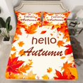 thumbnail image 2 of Homewish Hello Autumn Twin Sheet Sets,Fall Maples Twin Fitted Sheet,Beige Orange 03 For Men Women,Ultra Soft Home Decor,3pcs, 2 of 7