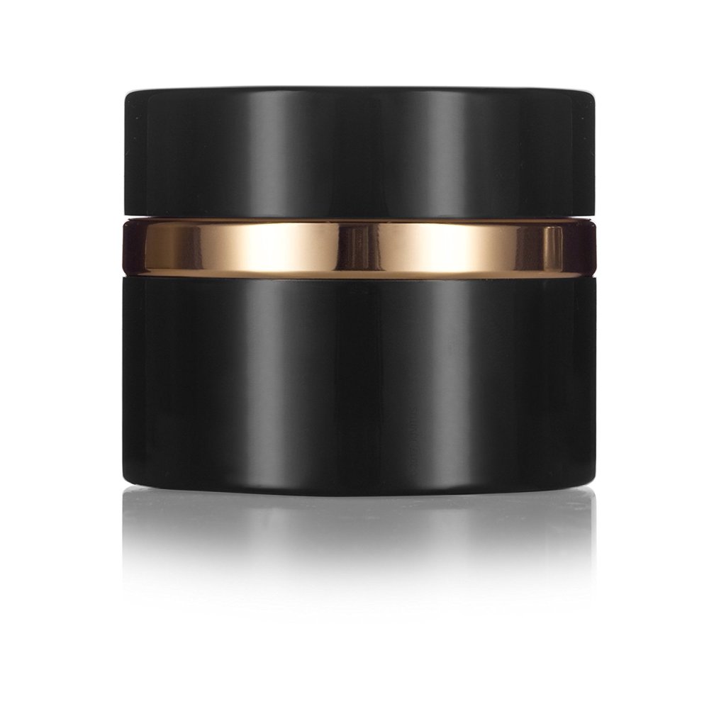 Black Glass Professional Heavy Thick Wall Balm Jar with Gold Collar (6