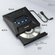 MUSICOZY External CD DVD Drive for Laptop, 5-in-1 USB C Portable CD/DVD +/-RW Drive/DVD Player with SD Card Reader, USB 3.0 USB C Hub CD ROM Burner for Mac Book Linux OS Windows