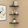 thumbnail image 2 of Djiypn Corner Floating Shelves, 8.69" Rustic Wood Corner Floating Shelves, Wall Mount Storage for Bathroom Kitchen Living Room, Black, 2 of 8