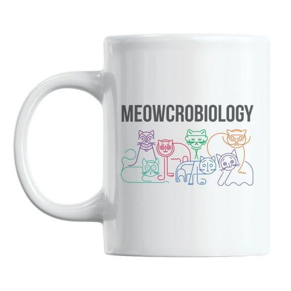 MEOWCROBIOLOGY White Ceramic Coffee & Tea Mug Cup for Cat Lovers Pawrents (11oz)