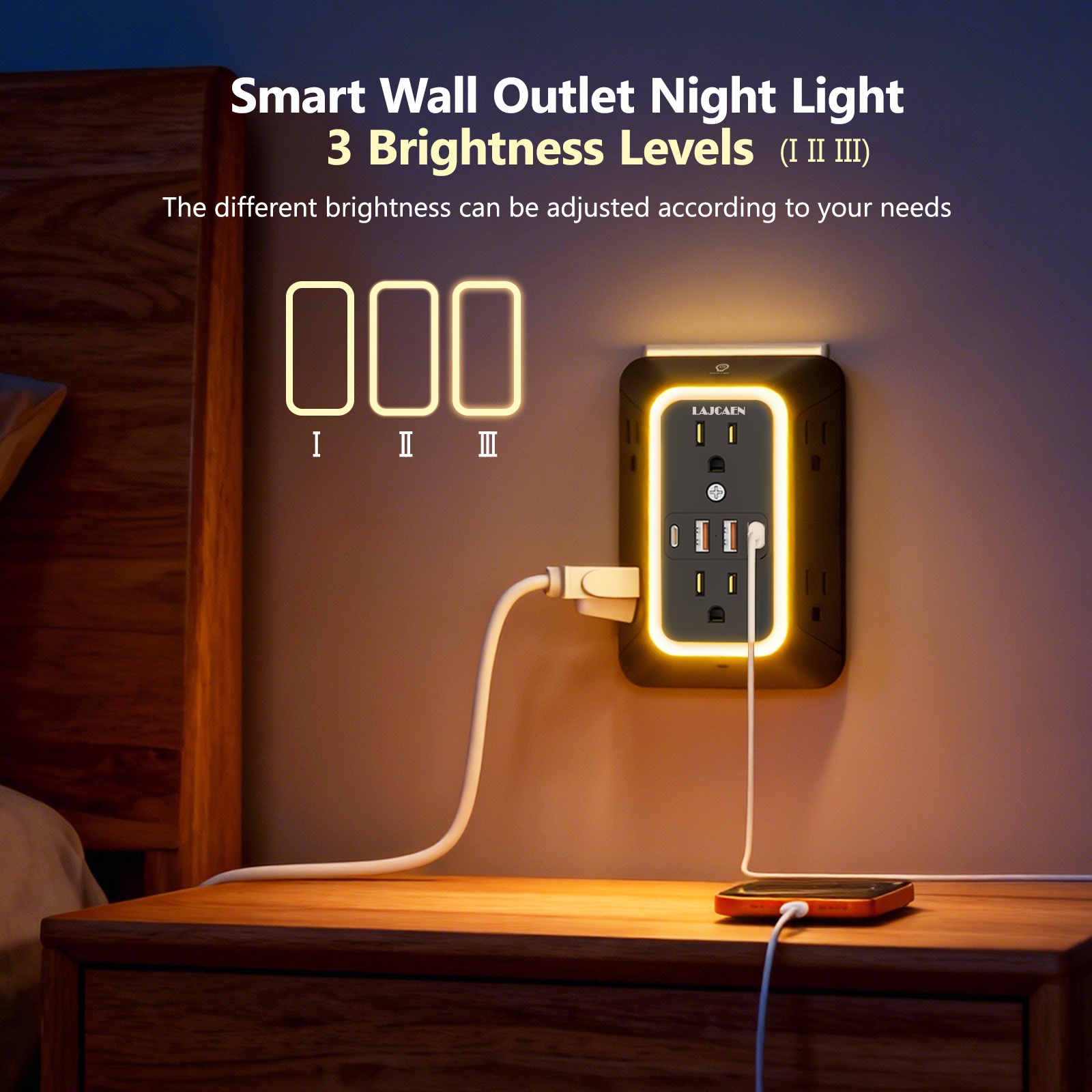 LAJCAEN 6-Outlet Surge Protector Power Strip with USB photo 7