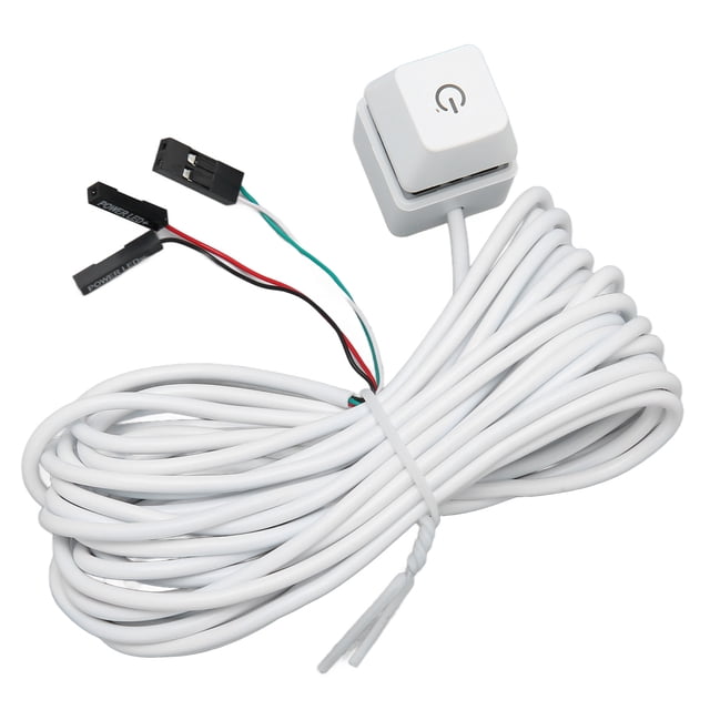 Bouton d'Alimentation PC Externe Blanc, Interrupteur Mécanique Clé Bleue Rétroéclairé Plug and Play Bouton d'Alimentation PC pour Bureau Gaming