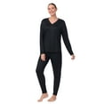 thumbnail image 3 of Aria Women’s Brushed Jersey V-Neck Long Sleeve and Jogger 2pc Sleepwear Set, Sizes XS-4X, 3 of 8