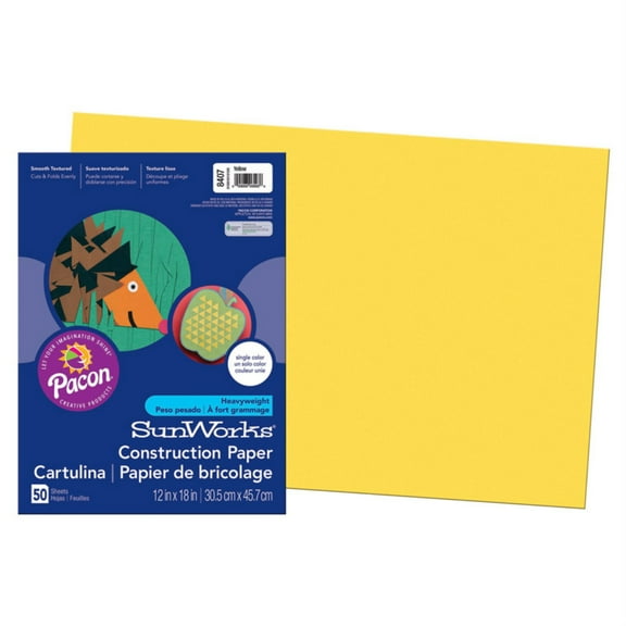 Construction Paper, 58lb, 12 X 18, Yellow, 50/pack | Bundle of 5 Packs