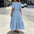 thumbnail image 6 of Horkkom Maxi Dresses for Women Plus Size Summer Short Sleeve Tiered Dress Casual Loose Beach Long Dresses XXL, 6 of 10