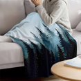 thumbnail image 3 of Forest Turquoise Throw Blanket for Couch, Soft Lightweight Flannel Fleece Blanket, Retro Trees Silhouette Landscape Microfiber Plush All Season Decorative Blankets Gifts for Sofa Bed 50"x60", 3 of 9