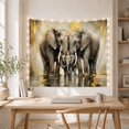 thumbnail image 5 of Elephant Family with Calf in Golden Water, Serene Watercolor Wildlife Wall Art for Animal Lovers, Elephant Art Decor Housewarming Gift, Tapestry Wall Hanging for Bedroom and Living Room, 5 of 7