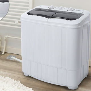 2-in-1 Portable Washing Machine, Linor 28lbs Capacity Twin Tub Compact  Washer, Washer and Spinner Dryer with Control Knobs, Timer, Drain Pump, Laundry  Washer for Apartment, RVs, Camping Trips, White 
