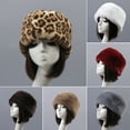 thumbnail image 2 of Opolski Beanie Flat Top Windproof Brimless Russian Style Women Thick Fluffy Faux Fur Winter Hat Purple, 2 of 8