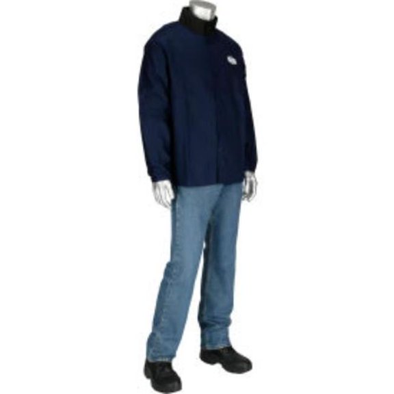 PIP Industries B3116071 Ironcat 9 oz 30 in. Sateen Cotton Jacket, Navy - Large