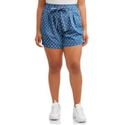 Angle View: Almost Famous Juniors' Plus Size Paperbag Pull-On Denim Short