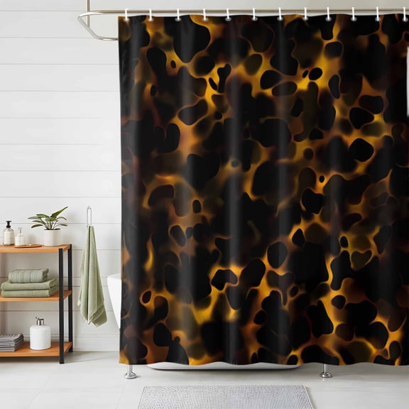 Shower Curtains for Bathroom, Black Yellow Orange Waterproof Fabric Shower Curtain, Minimalist Abstract Art Decorative Bathroom Curtain for Bathtub, 72"x84", No Hooks Included