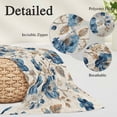 thumbnail image 3 of Blue Flowers Throw Pillow Cover 24 x 36 Inch Decorative Pillow Cover Spring Floral Brown Leaves Botanical Retro Beige Lumbar Pillowcase Seasonal Rectangle Cushion Case for Couch Sofa Bed Living Room, 3 of 9