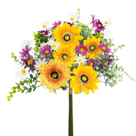 Artificial Sunflowers Bouquet Fake Flower Bouquet for Bridal Floral Bouquets Centerpieces Decor Home Greenery Decoration